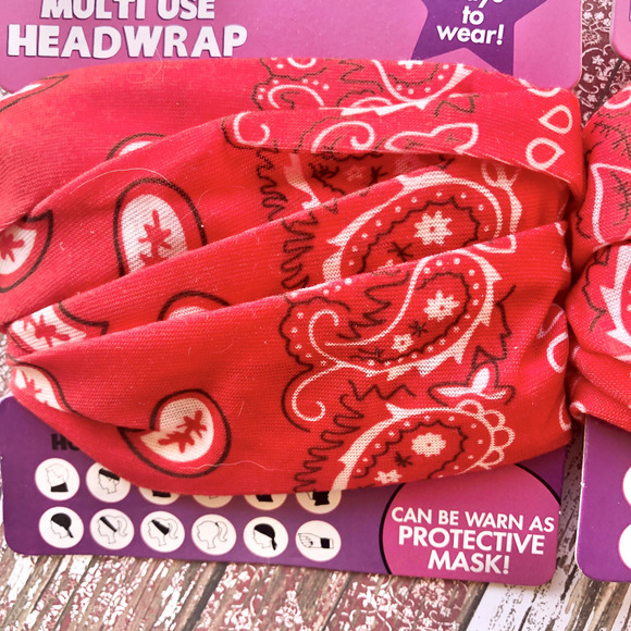 Her Red Polyester 12 Ways To Wear Headwrap Wear As Protective Mask Lot of 2 - Picture 3 of 7